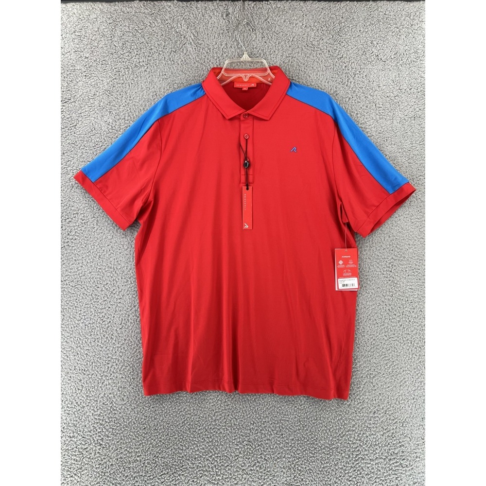 NEW Redvanly Men's Size XL Rio Red Blue Golf Polo Shirt Stretch